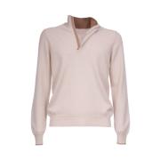 Wollen Half-Zip Geribbelde Polotrui Gran Sasso , Beige , Heren