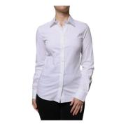 Witte Katoenen Kraagshirt met Logo Dolce & Gabbana , White , Dames