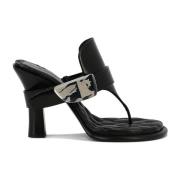 Leren Bay Sandalen Burberry , Black , Dames