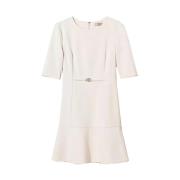 Korte viscose jurk met metalen detail Twinset , White , Dames