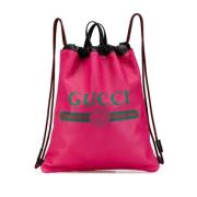 Pre-owned Leather backpacks Gucci Vintage , Pink , Dames