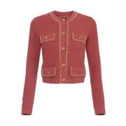 Geknipte Viscose Jas met Kettingdetail Elisabetta Franchi , Red , Dame...