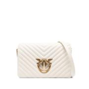 Witte Chevron Love Birds Schoudertas Pinko , White , Dames