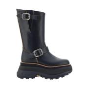 Verstelbare Engineer Boots met Gestructureerde Zool Sacai , Black , Da...