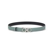 Zwart Leren Riem met Gancini Gesp Salvatore Ferragamo , Blue , Dames