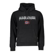 Zwarte hoodie met print en logo Napapijri , Black , Heren