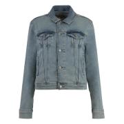 Denim trucker jack met contraststiksels 7 For All Mankind , Blue , Dam...