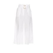 Wijde Pijp Katoenen Broek Pinko , White , Dames