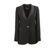 Polyester blazer met satijnen revers Pennyblack , Black , Dames