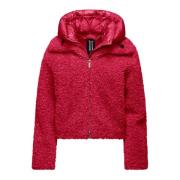 Gekrulde Sherpa Fleece Hoodie Jas BomBoogie , Red , Dames