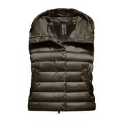 Glanzende Nylon Hooded Vest BomBoogie , Brown , Dames