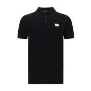 Gebreide Kraag Katoenen Polo Shirt Dolce & Gabbana , Black , Heren