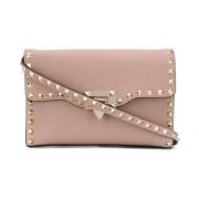 Roze leren schoudertas met Rockstud Valentino Garavani , Pink , Dames