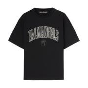 Zwart Logo Print T-shirts Palm Angels , Black , Heren