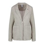 Linnen Blazer Vrouwen Elegant Stijlvol BomBoogie , Beige , Dames