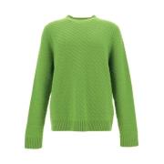 Monochrome Geribbelde Crew Neck Wollen Trui Prada , Green , Heren