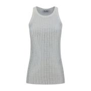 Geribbeld Jersey Top met Termostrass Applicatie The Attico , White , D...