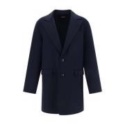 Klassieke Cashmere Jas met Voorknoop Kiton , Blue , Heren