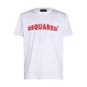 Wit Katoenen T-shirt met Logo Dsquared2 , White , Heren