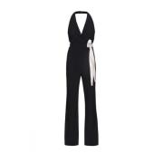 Polyester Jumpsuit Wide Leg Waist Belt Pinko , Black , Dames