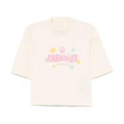 Witte T-shirts en Polos met Logoprint Palm Angels , White , Dames