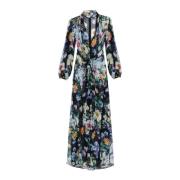 Bloemig zijden jurk met pofmouwen Dolce & Gabbana , Multicolor , Dames