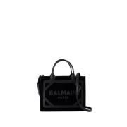 Zwarte Suède Shopper Tas met Twee Handvatten Balmain , Black , Dames