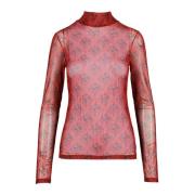 Elegante Top met Stretchstof Trussardi , Red , Dames