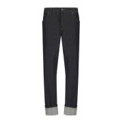 Klassieke katoenen straight-leg jeans met leren patch Dolce & Gabbana ...