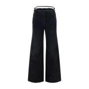 Verstelbare Satijnen Riem Jeans met Rafelende Tailleband Givenchy , Bl...