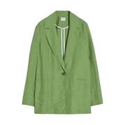 Linnen en Viscose Gestructureerde Blazer Pennyblack , Green , Dames