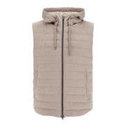 Gewatteerd Mouwloos Vest met Capuchon Herno , Beige , Heren