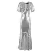 Glitterende Midi Jurk Rotate Birger Christensen , Gray , Dames