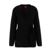 Logo Cardigan - Zwarte V-Hals Trui Guess , Black , Dames