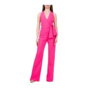 Fuchsia Crepe Jumpsuit met Strik Pinko , Pink , Dames