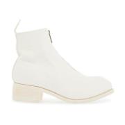 Elegante leren laarzen met zijrits Guidi , White , Dames