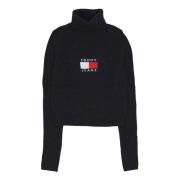 Melange Coltrui Vlag Trui Zwart Tommy Hilfiger , Black , Dames