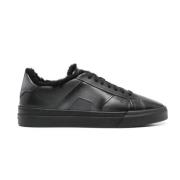 Zwarte Shearling Sneakers Santoni , Black , Heren