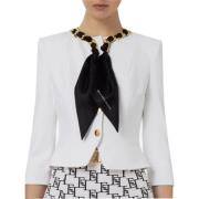 Polyester blazer met kettingaccessoire Elisabetta Franchi , White , Da...