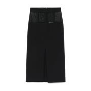 Zwarte Rok met Doorzichtige Panelen Elisabetta Franchi , Black , Dames