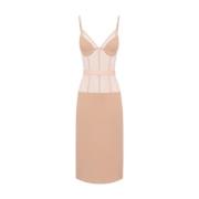 Stijlvolle Jurk Collectie Elisabetta Franchi , Beige , Dames