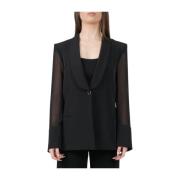 Polyester Blazer Jas met Shawl Kraag Simona Corsellini , Black , Dames