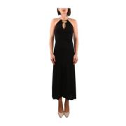 Gouden Medaillon Ketting Midi Jurk Simona Corsellini , Black , Dames