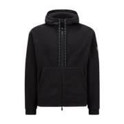 Winter Zip-Up Hoodie met Nylon Inserts Moncler , Black , Heren