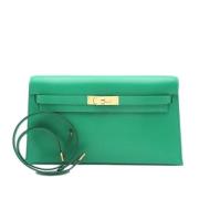 Pre-owned Leather shoulder-bags Hermès Vintage , Green , Dames