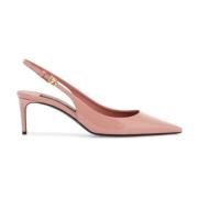 Roze Lakleren Stiletto Slingback Dolce & Gabbana , Pink , Dames