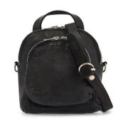 Zwarte leren mini-rugzak Guidi , Black , Heren