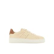 Leren Sneakers met Geperforeerde Zij H Hogan , Beige , Dames