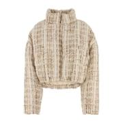 Stijlvolle Tweed Donsjas Khrisjoy , Beige , Dames