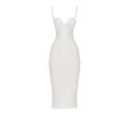 Midi jurk met split en strik Elisabetta Franchi , White , Dames